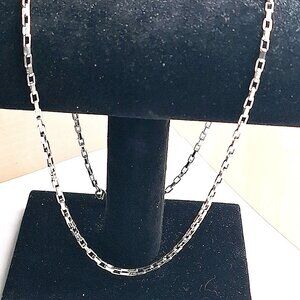 Man Women 24" Stainless Steel Square Link Necklace